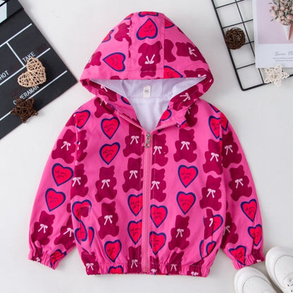 Hooded Animal Patterned Autumn Coat