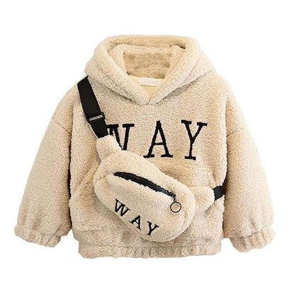 Kid's Plush Hoodie with Bag