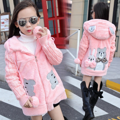 Girls Warm Winter Coat with Artificial Fur