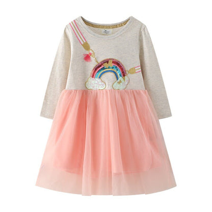 Girls Long Sleeved Cotton Printed Dress