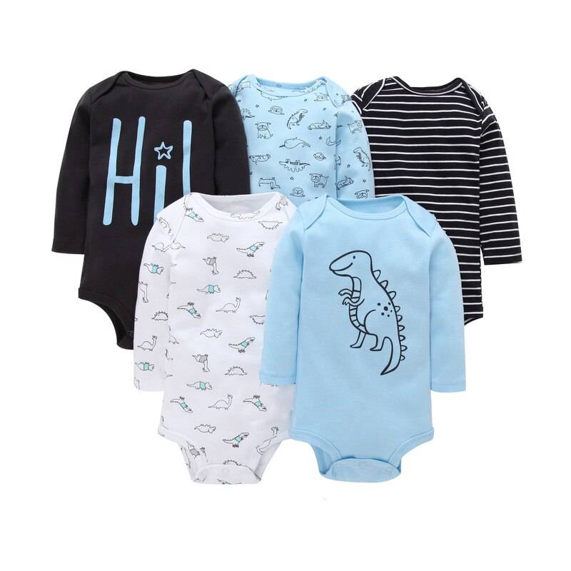 Printed Cotton Baby's Onesies 5 pcs Set