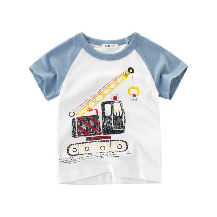 Summer Boy's Cartoon Printed Cotton T-Shirt