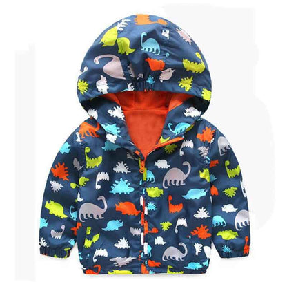 Hooded Animal Patterned Autumn Coat
