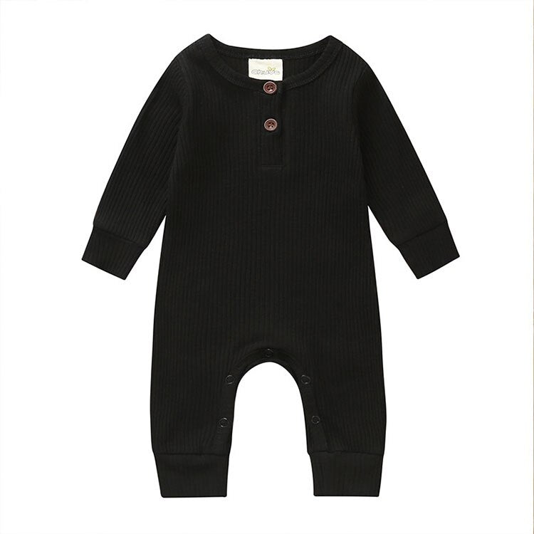 Baby's Ribbed Fabric Long Sleeve Romper