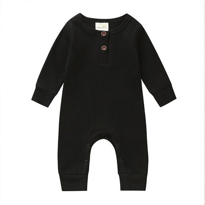 Baby's Ribbed Fabric Long Sleeve Romper