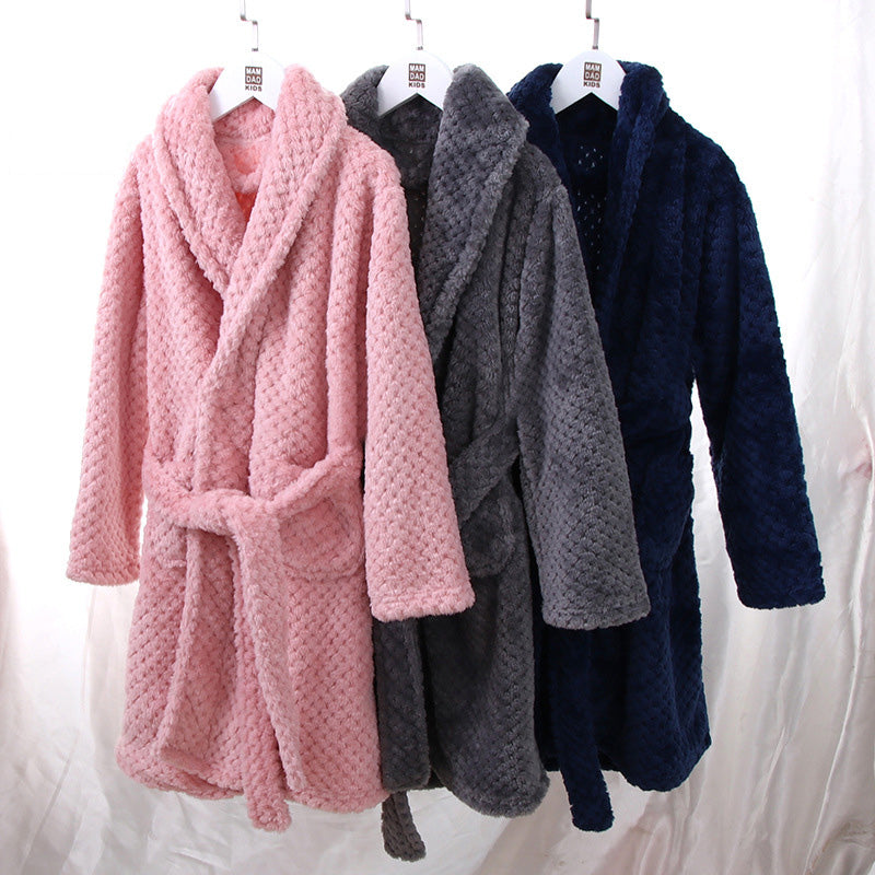 Winter Kid's Flannel Warm Bathrobe