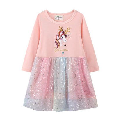 Girls Long Sleeved Cotton Printed Dress
