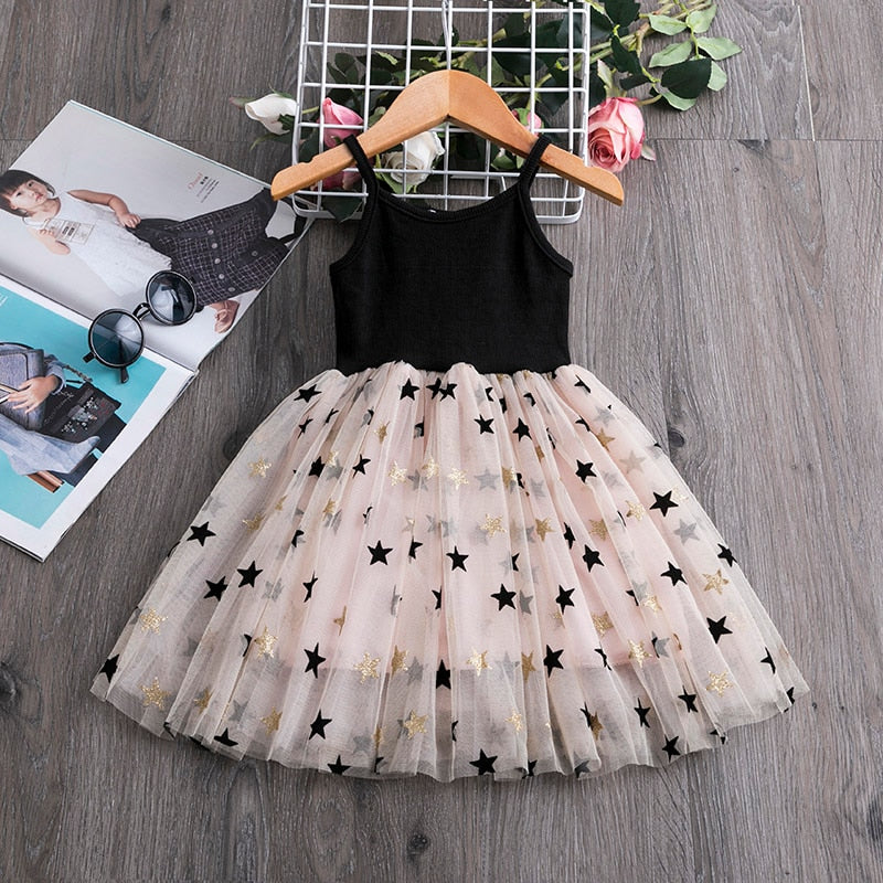 Casual Girls' Dress in Star Print