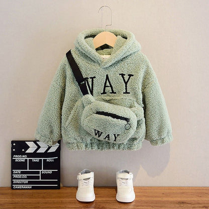 Kid's Plush Hoodie with Bag