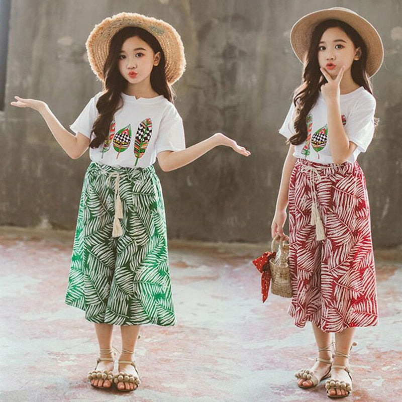 Girls Summer Printed Wet with Skirt