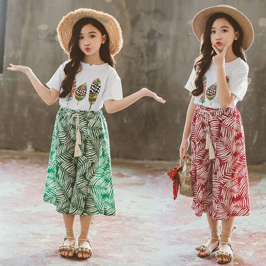Girls Summer Printed Wet with Skirt