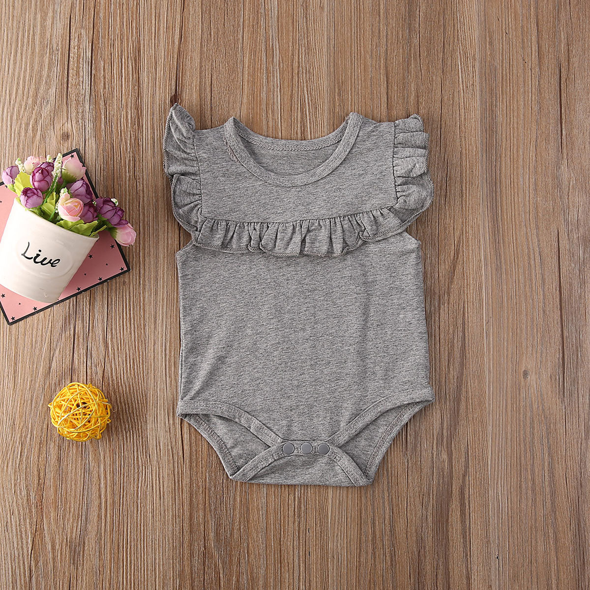 Baby Girl's Summer Ruffled Sleeveless Romper