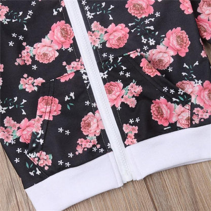 Floral Long Sleeved Sweatshirt with Pants Tracksuit for Girls