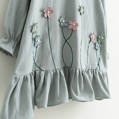 Girl's Mini Dress with Flowers Appliques