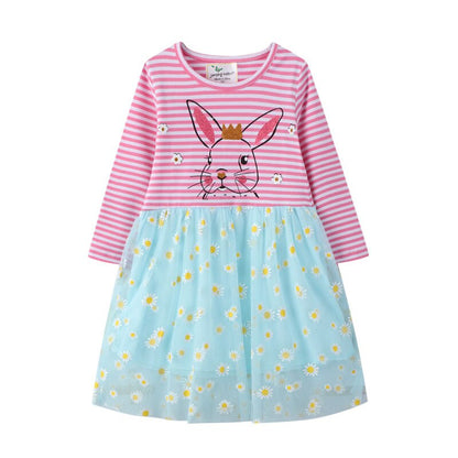 Girls Long Sleeved Cotton Printed Dress