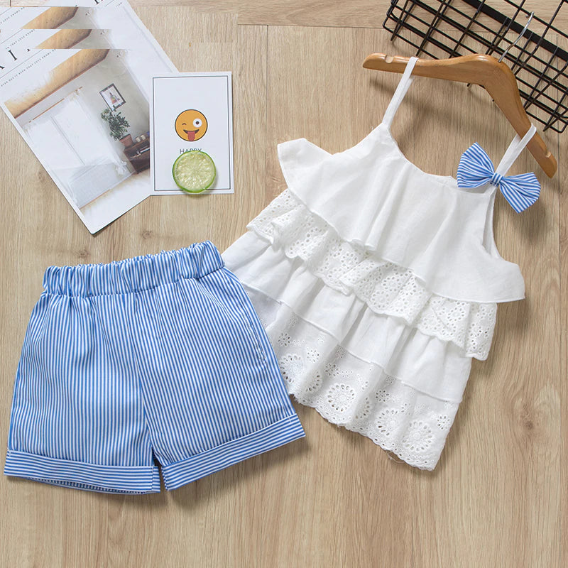 Girls' Cute Bright Printed Cotton Clothes Set