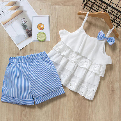 Girls' Cute Bright Printed Cotton Clothes Set