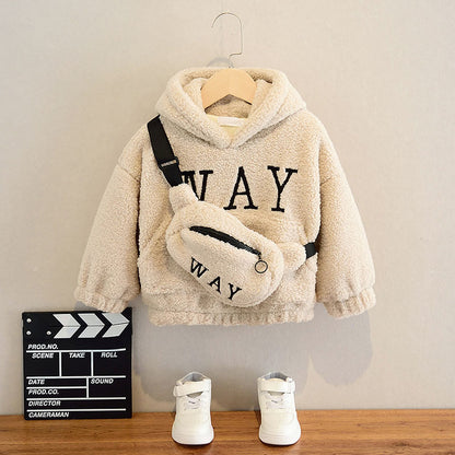 Kid's Plush Hoodie with Bag