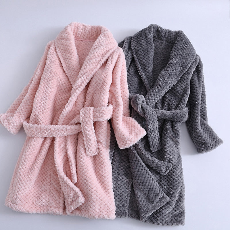 Winter Kid's Flannel Warm Bathrobe