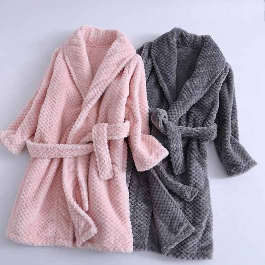Winter Kid's Flannel Warm Bathrobe