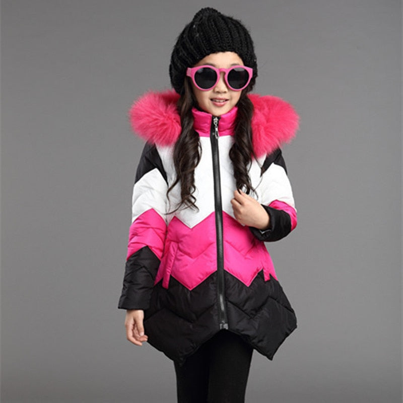 Girls Warm Winter Coat with Artificial Fur