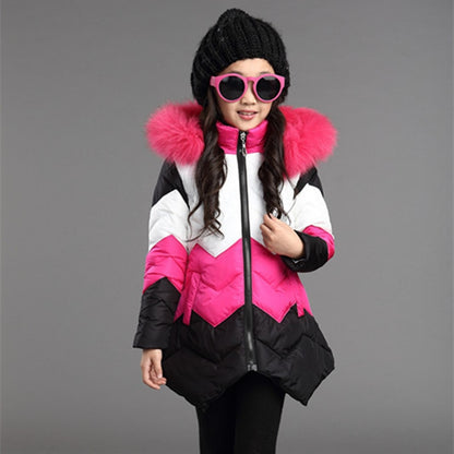 Girls Warm Winter Coat with Artificial Fur
