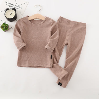 Long Sleeve Solid Color Baby Pajama Set