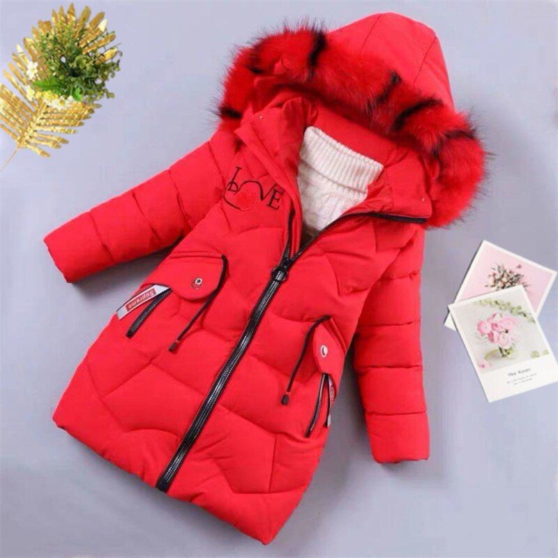 Girls Warm Winter Coat with Artificial Fur
