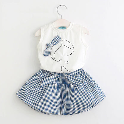 Girls' Cute Bright Printed Cotton Clothes Set
