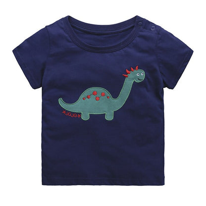 Summer Baby Cotton O-Neck T-Shirt with Cartoon Print