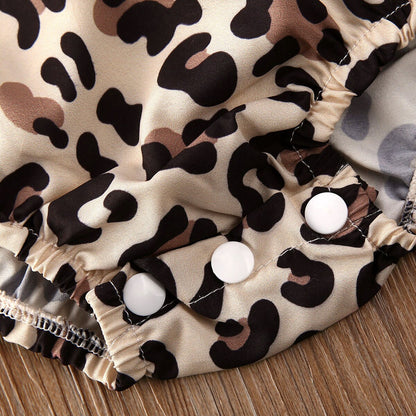 Summer Leopard Romper with Headband for Baby Girls