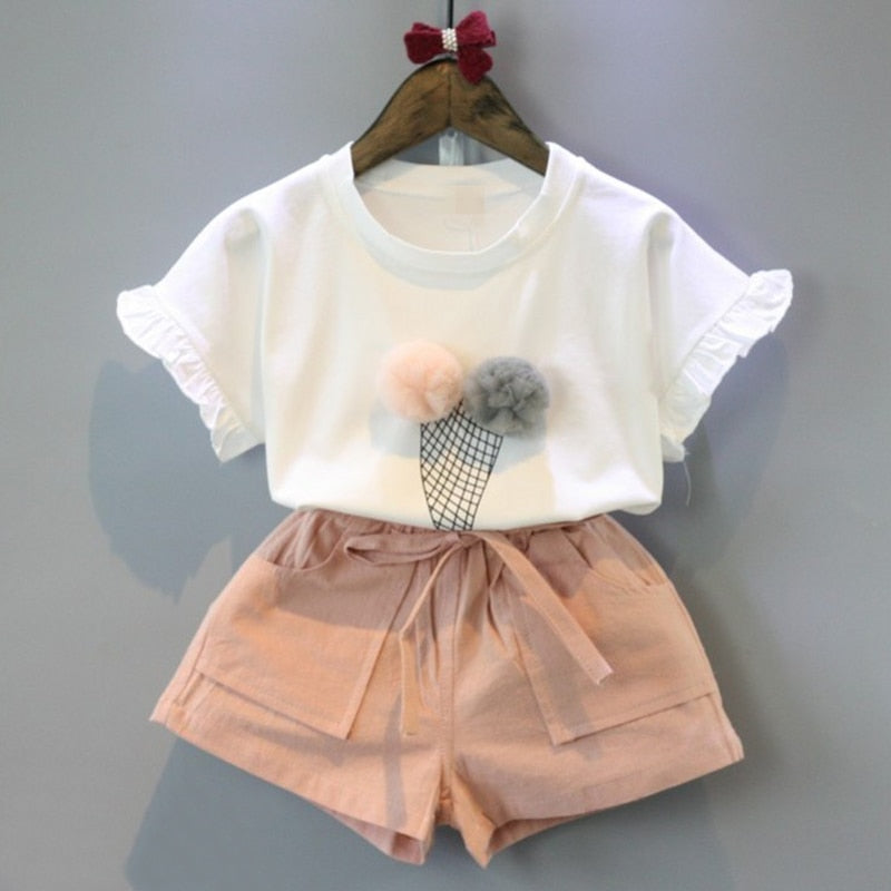 Girls Summer Printed Clothes Set 2 Pcs