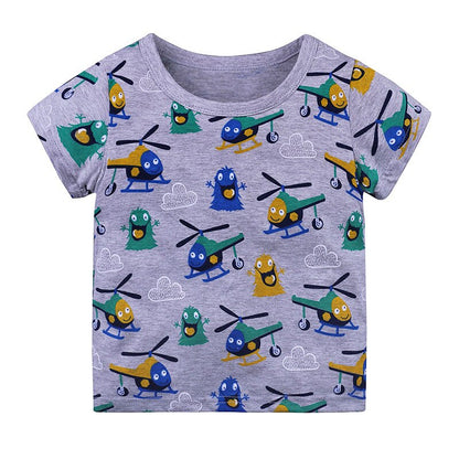 Summer Baby Cotton O-Neck T-Shirt with Cartoon Print
