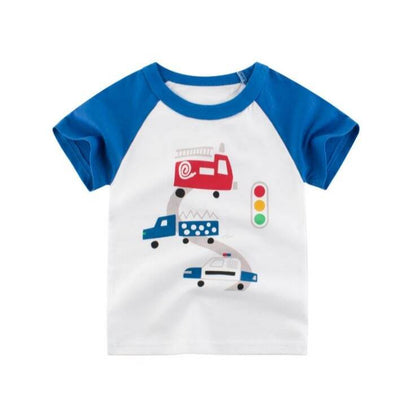 Summer Boy's Cartoon Printed Cotton T-Shirt