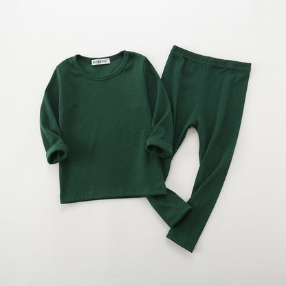 Long Sleeve Solid Color Baby Pajama Set