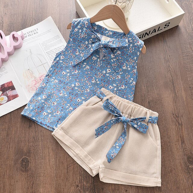 Girls Summer Printed Clothes Set 2 Pcs