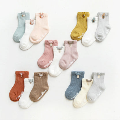 3 Pairs Cute Cartoon Newborn Socks
