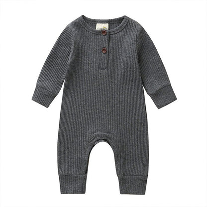 Baby's Ribbed Fabric Long Sleeve Romper