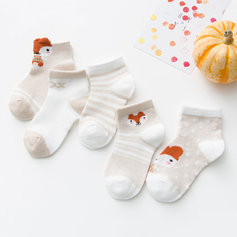 Kid's Cotton Socks with Cartoon Animal Pattern