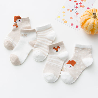 Kid's Cotton Socks with Cartoon Animal Pattern