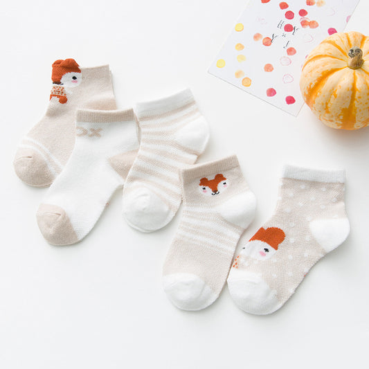 Kid's Cotton Socks with Cartoon Animal Pattern
