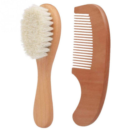 Natural Wood Hairbrush and Comb Kit