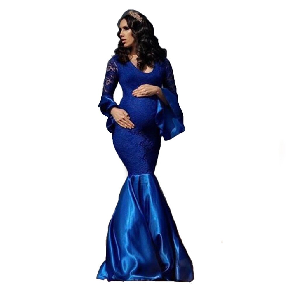 Elegant Lace Long Maternity Dress