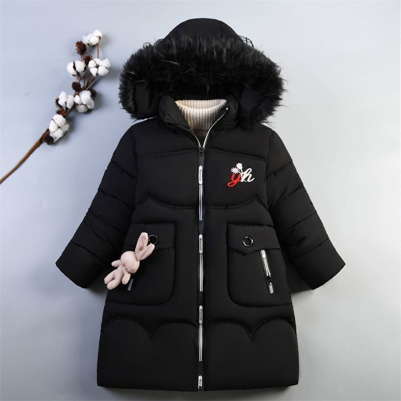 Girls Warm Winter Coat with Artificial Fur