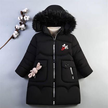 Girls Warm Winter Coat with Artificial Fur
