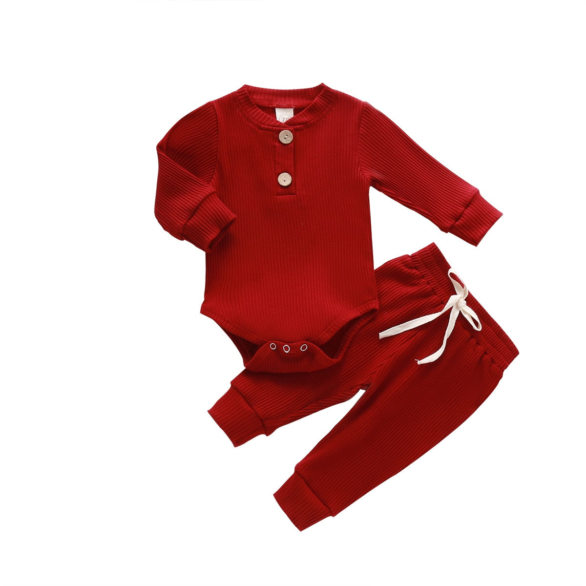 Baby Solid Clothes Long Sleeve Romper and Pants Set