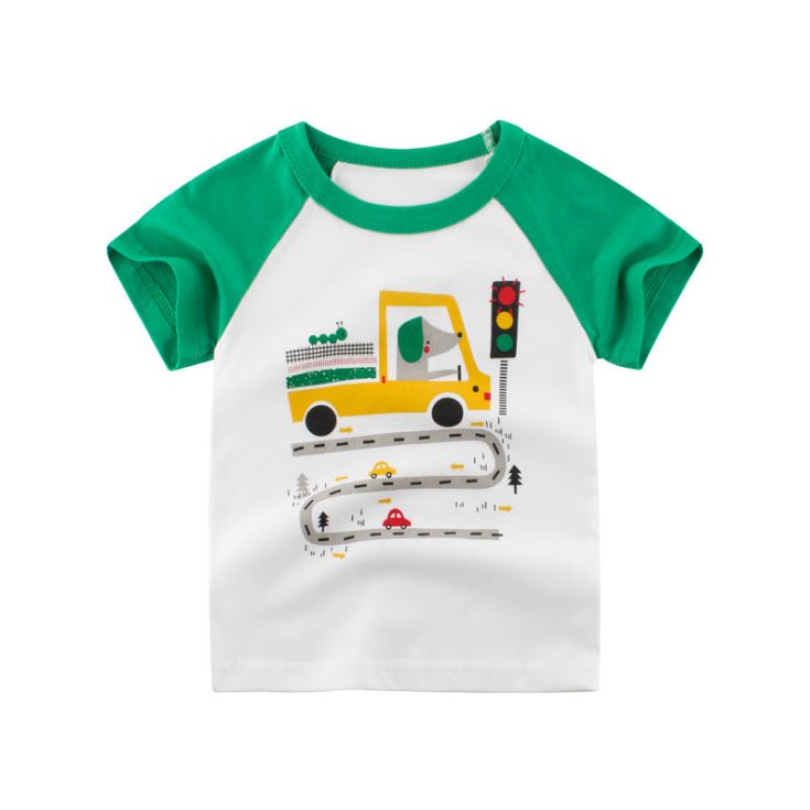 Summer Boy's Cartoon Printed Cotton T-Shirt