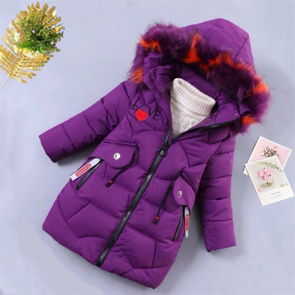 Girls Warm Winter Coat with Artificial Fur