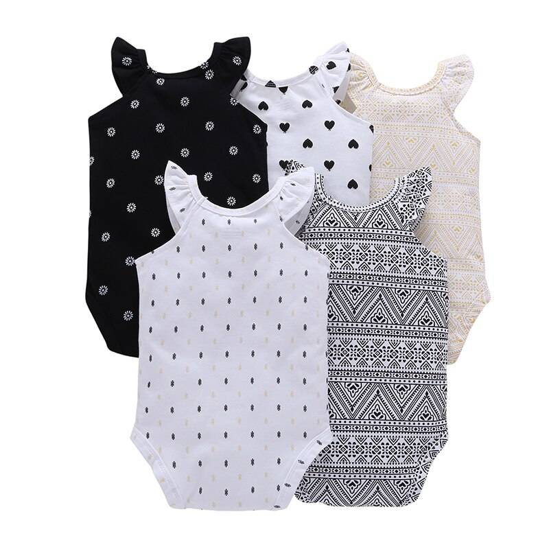 Printed Cotton Baby's Onesies 5 pcs Set