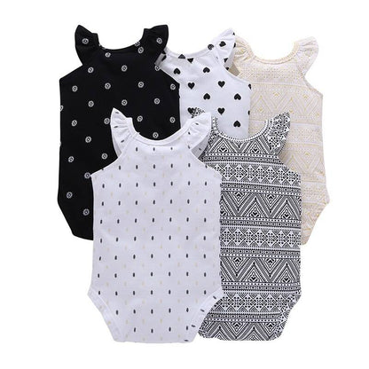 Printed Cotton Baby's Onesies 5 pcs Set